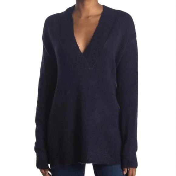 RDI Deep V-Neck Tunic Sweater NEW Navy Blue Knit Pullover Size XS - Picture 1 of 7